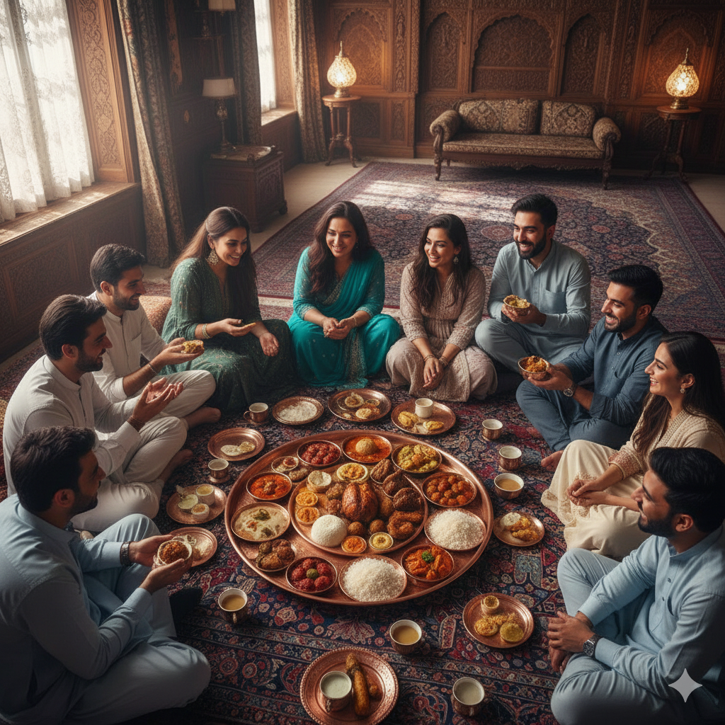 Cultural dining experience in Kashmir group tour packages from Delhi - traditional Wazwan feast