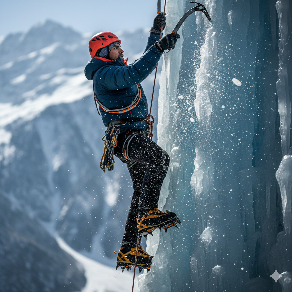 Extreme ice climbing in Sonamarg - challenging winter adventure activities in Kashmir