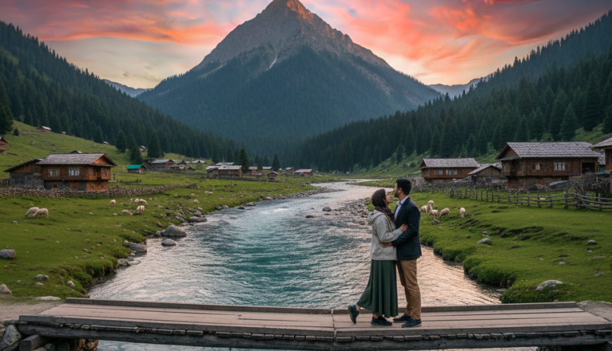 Habba Khatoon Peak view in Gurez Valley - stunning backdrop for Kashmir couple package