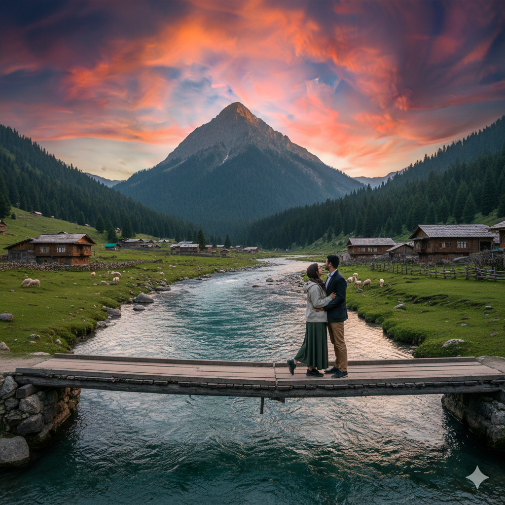 Habba Khatoon Peak view in Gurez Valley - stunning backdrop for Kashmir couple package