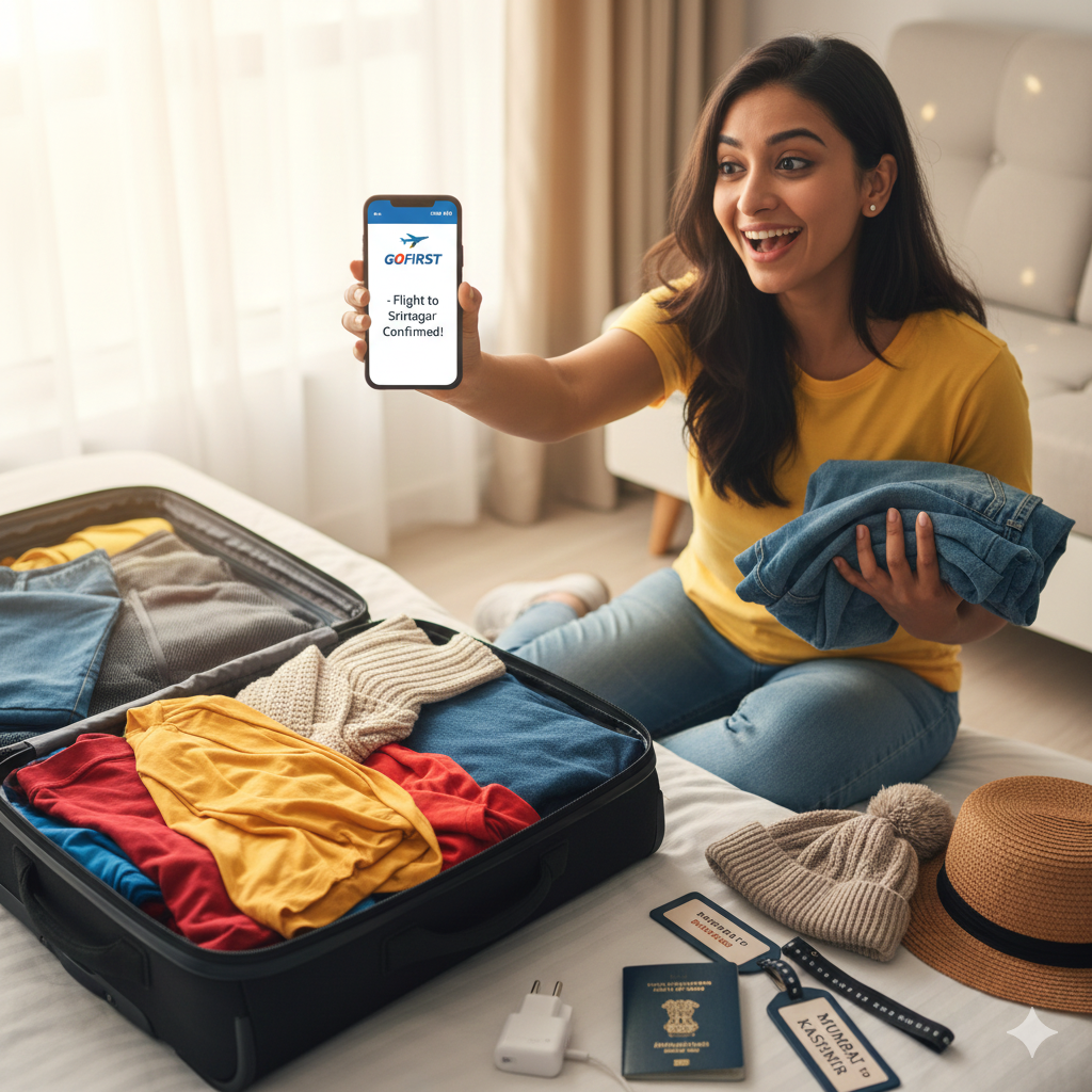 Amazing Last Minute Deals on Kashmir Packages 2026 6 Happy traveler booking last minute deals on Kashmir packages with instant confirmation