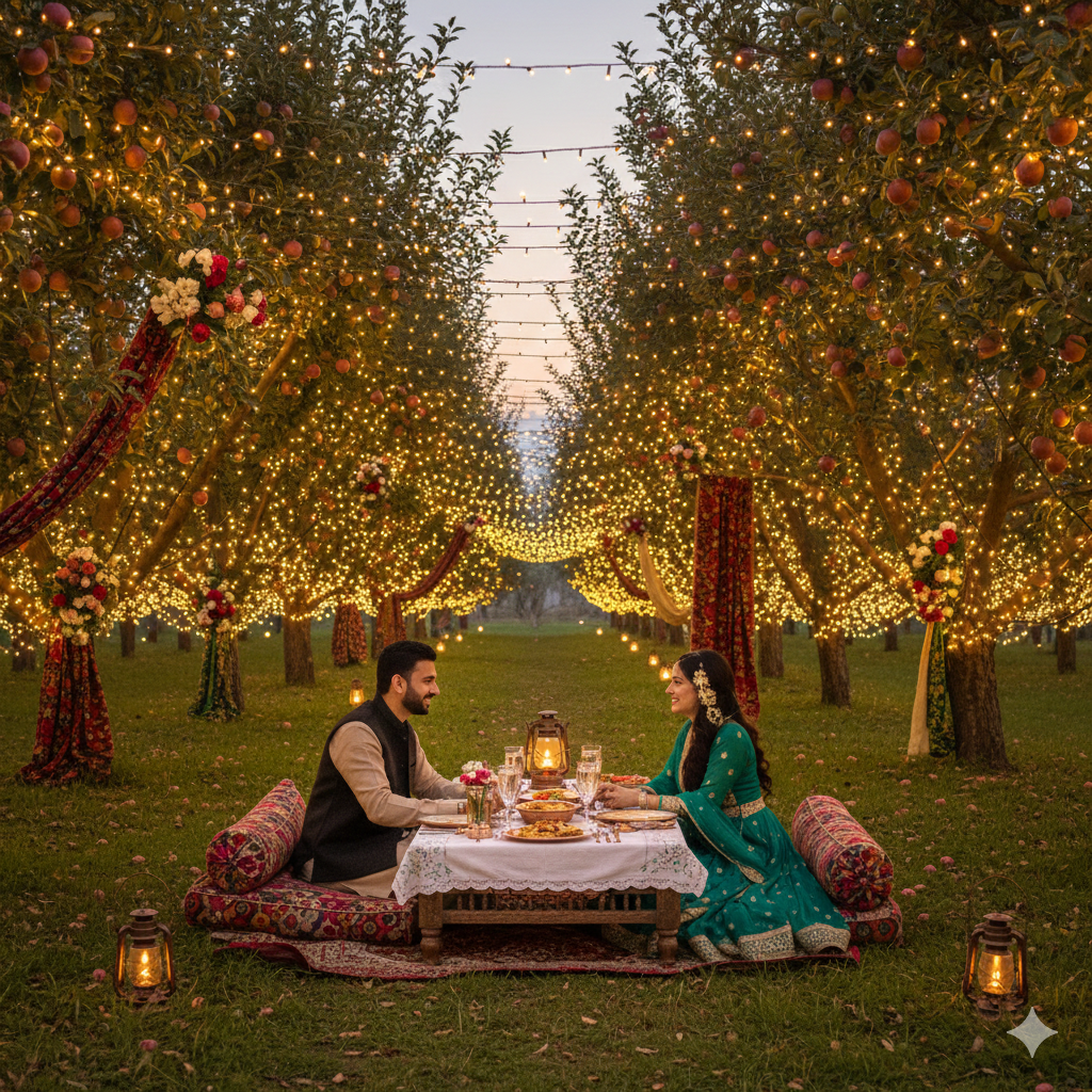 Ultimate Best Kashmir Package for Honeymoon 2025-2026 | Nature Connect Travels 7 Romantic dining experience exclusive feature in luxury Kashmir honeymoon package