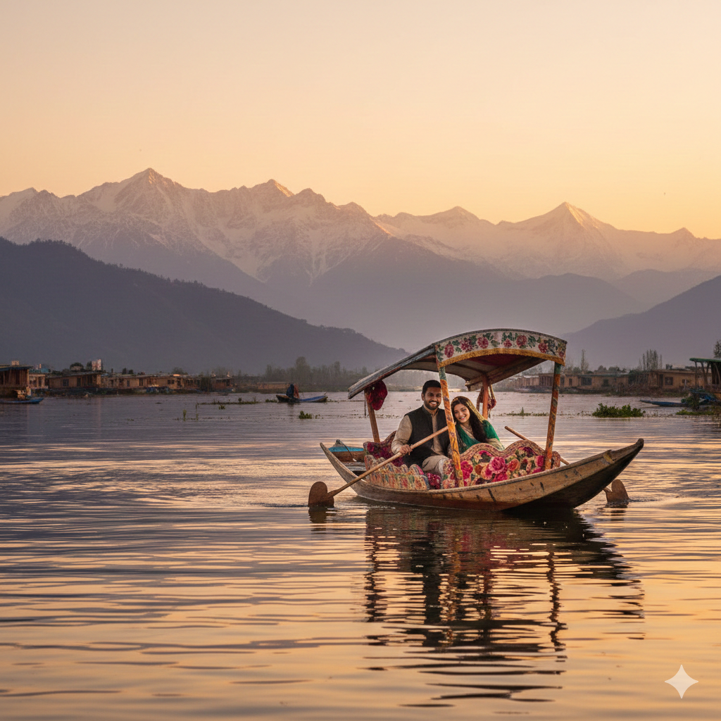 Ultimate Best Kashmir Package for Honeymoon 2025-2026 | Nature Connect Travels 6 Romantic shikara ride essential experience in best Kashmir package for honeymoon