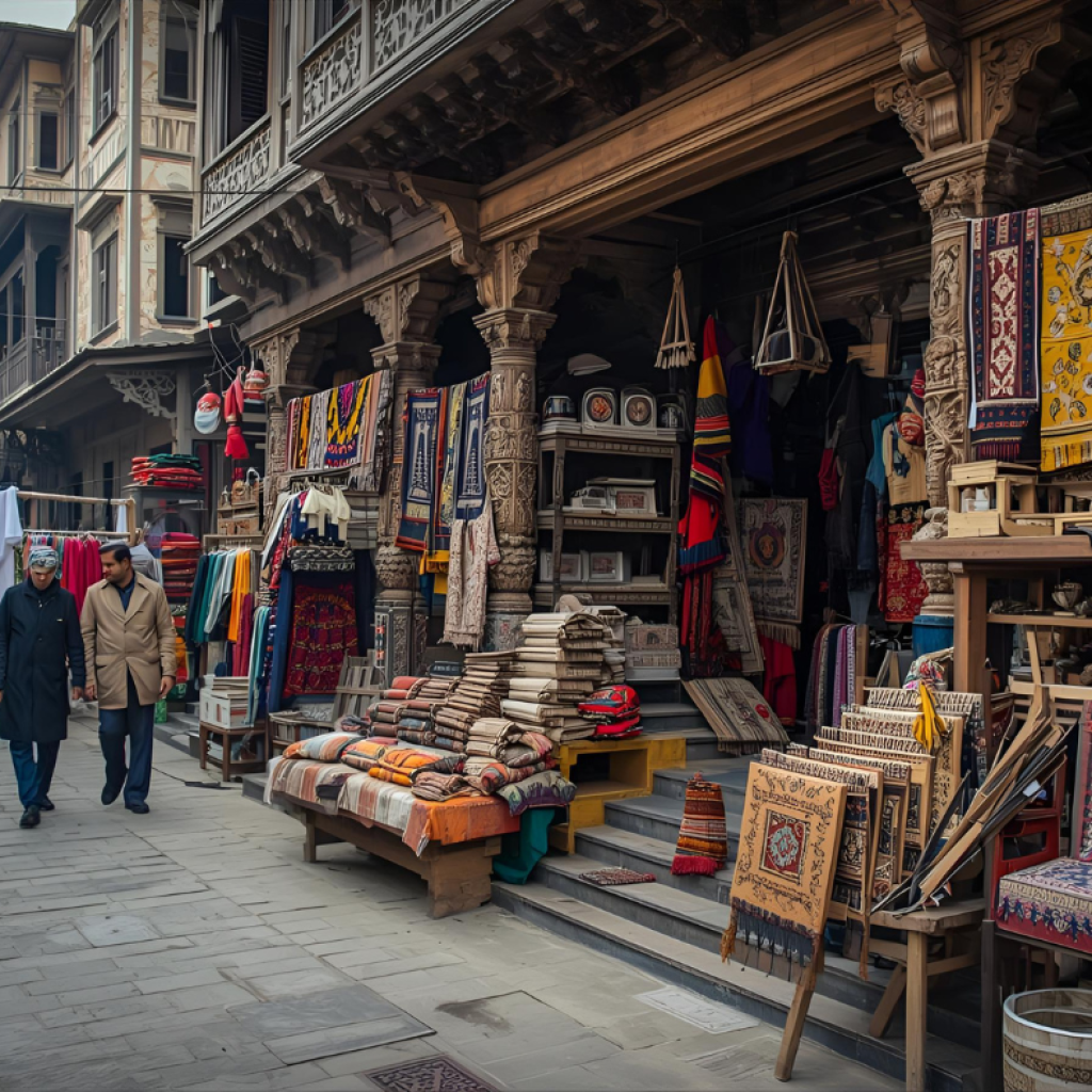 Your Ultimate Guide to Kashmir Packages: Crafting a Paradise Getaway 6 Traditional Kashmiri handicrafts and wooden architecture in a Srinagar market