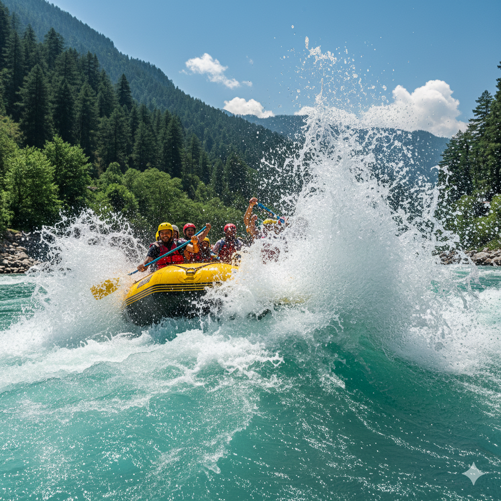 White water rafting in Pahalgam - thrilling summer adventure activities in Kashmir