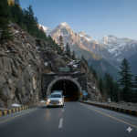 Experienced driver navigating Jawahar Tunnel on Kashmir taxi package route to Srinagar