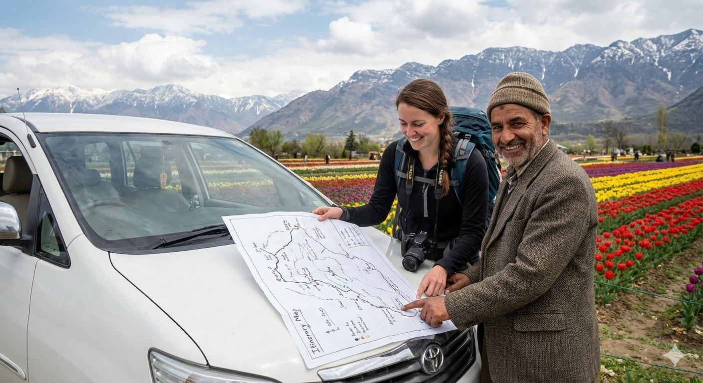Best Srinagar Taxi Package 2026: Your Complete Travel Solution 9 Planning a custom Srinagar taxi package itinerary with a local driver expert