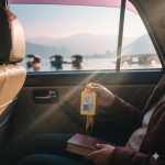 Pilgrim preparing for Vaishno Devi yatra inside comfortable Srinagar to Katra taxi - spiritual journey begins