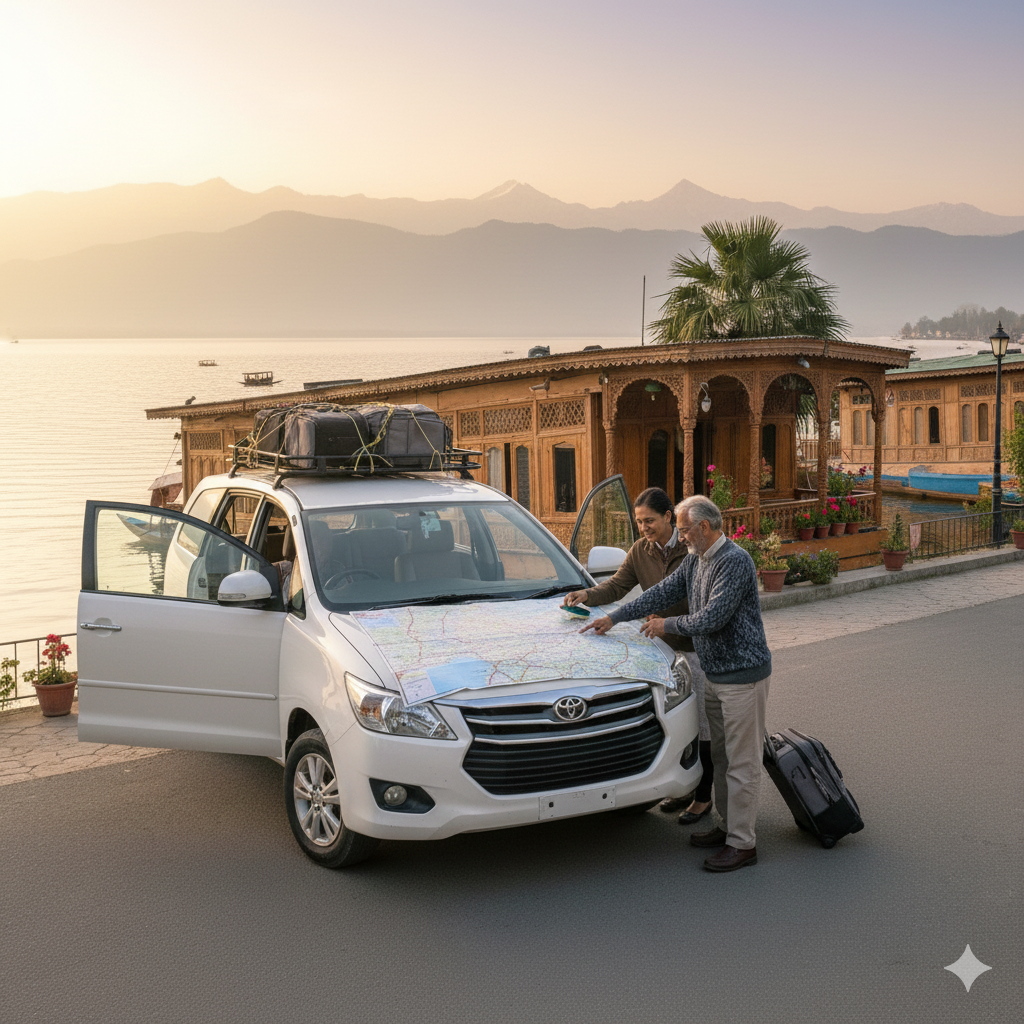 Planning sightseeing routes with a knowledgeable driver from a reliable taxi service in Srinagar