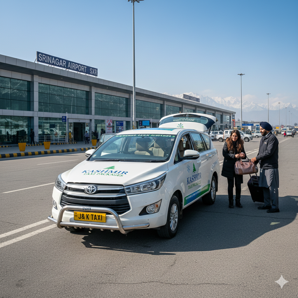 Professional meet-and-greet service for Kashmir taxi packages - stress-free airport arrival in Srinagar