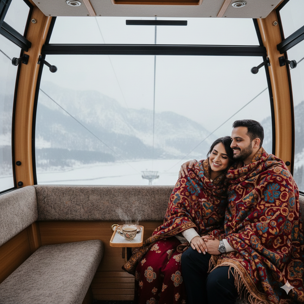 Romantic Gulmarg Gondola experience for Kashmir in December for honeymoon couples