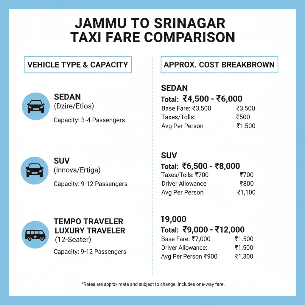 jammu and kashmir taxi rates