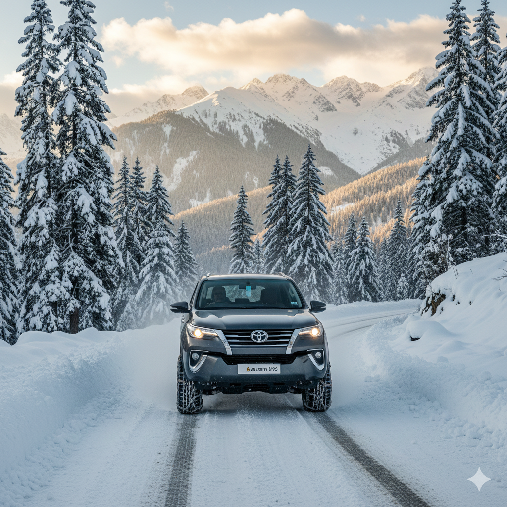 Winter-ready Kashmir cab with driver for safe snow season travel 2026