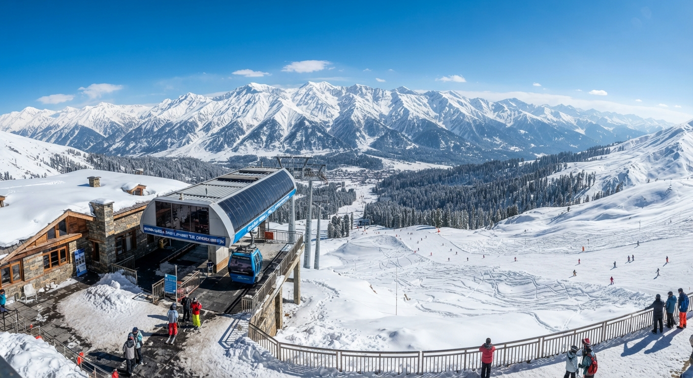 Gulmarg Gondola Phase 2 snow-capped peaks view