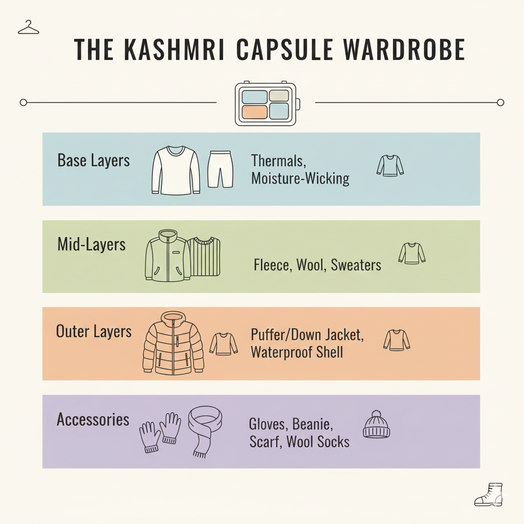 5 Days in Kashmir? ⚠️ Read This BEFORE You Book Anything 11 How to pack for Kashmir using the layering system - a visual guide for all seasons