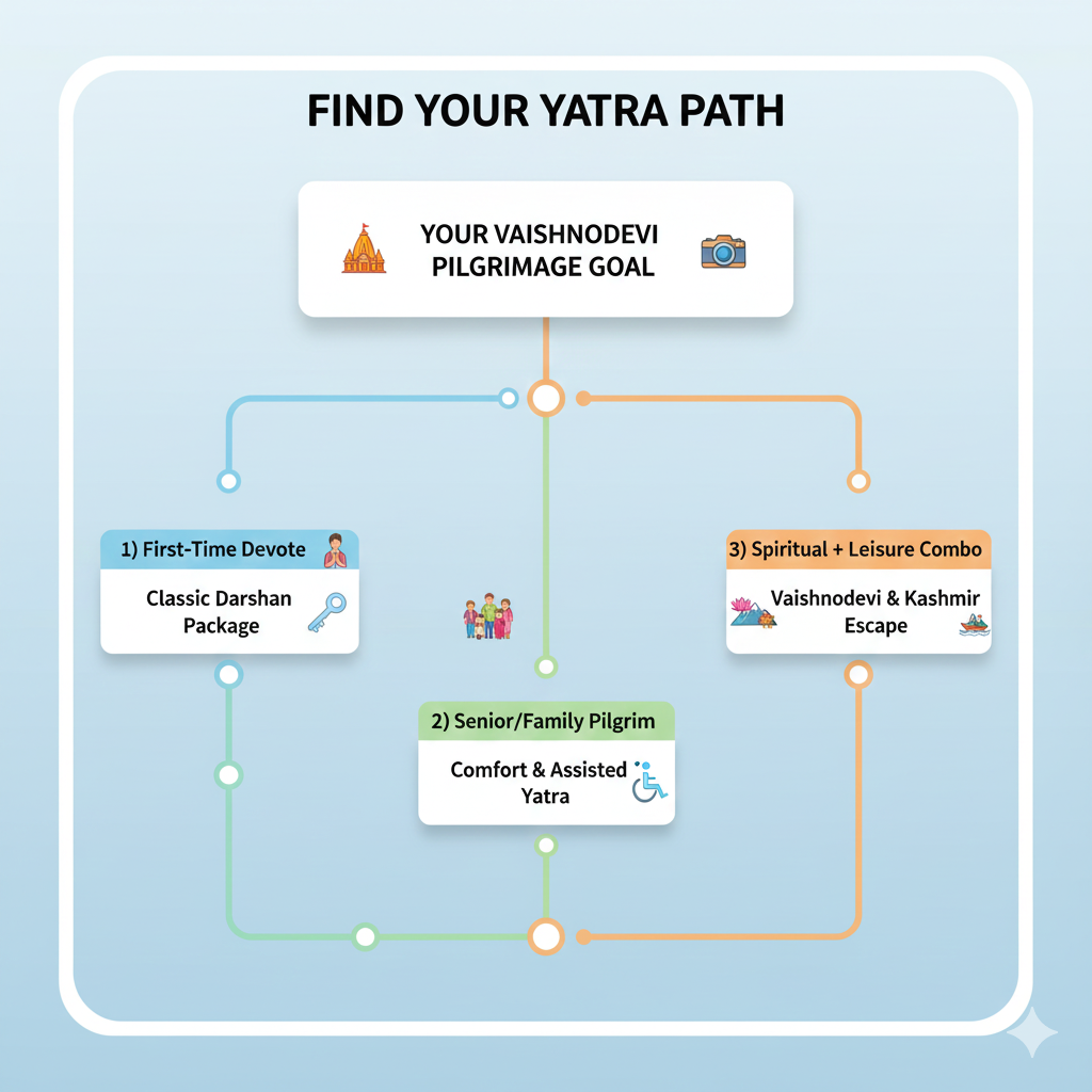 Vaishnodevi Yatra Package 2026: Avoid These 3 Deadly Scams 8 Interactive guide to choosing the right Vaishnodevi yatra package - first-timer, senior, or combined tour