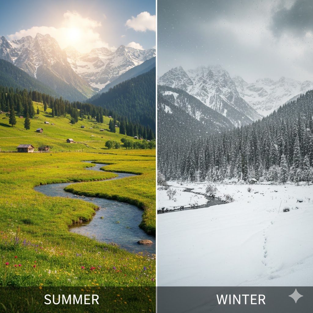 Kashmir Tour Package For 5 Days 4 Nights 2026: Complete Itinerary & Pricing Guide | Nature Connect Travels 9 Kashmir tour package for 5 days 4 nights comparison - Summer vs Winter experiences
