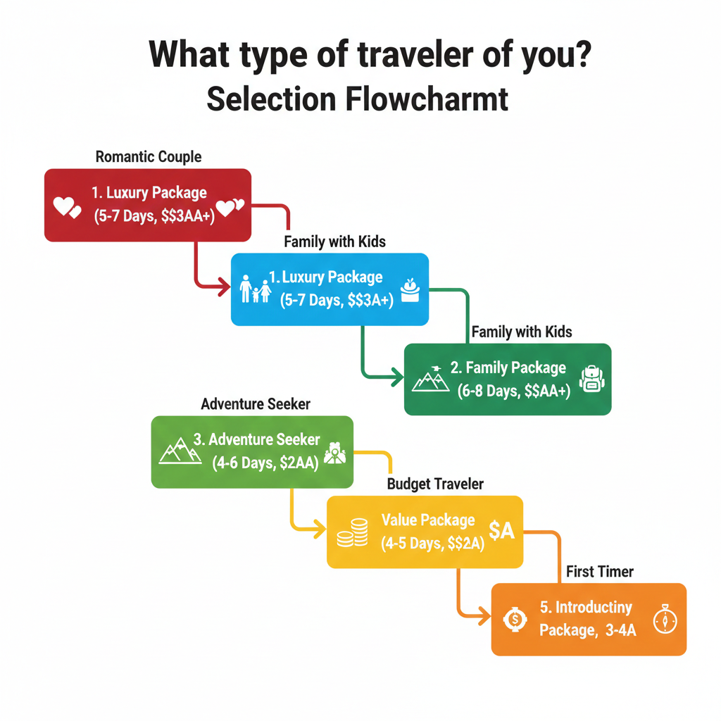 7 Best Trip to Kashmir Packages 2026 | All-Inclusive Deals 12 Kashmir trip package selection flowchart - choose perfect package based on travel style and budget Decision guide