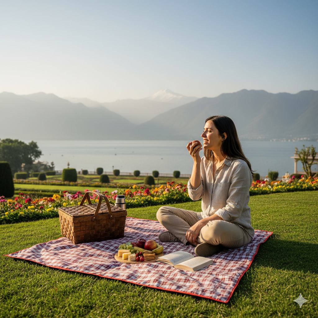 Low-cost luxury - a self-made picnic in Mughal Gardens adds magic to any cheap Srinagar tour package