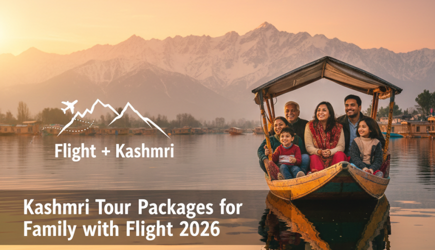 Multi-generational Indian family enjoying shikara ride on Dal Lake during sunset - Perfect for Kashmir tour packages for family with flight