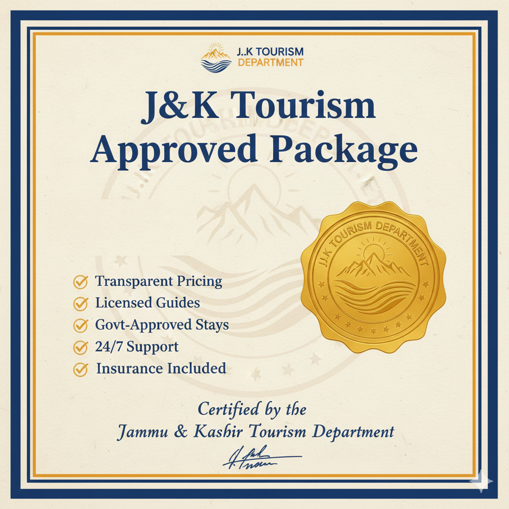 Official J&K tourism packages certification with government seals and benefits - Nature Connect Travels