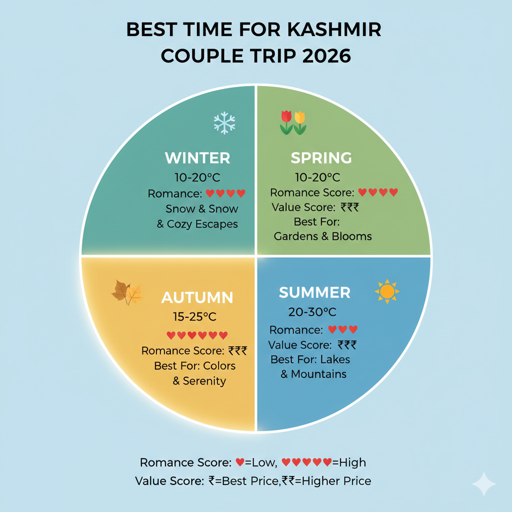 Seasonal calendar for Kashmir couple trips - best time for romance and value in 2026