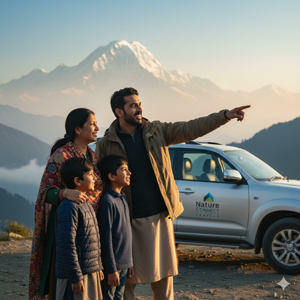 Trusted Kashmir local tour operator from Nature Connect Travels providing a personalized sightseeing experience for a family.