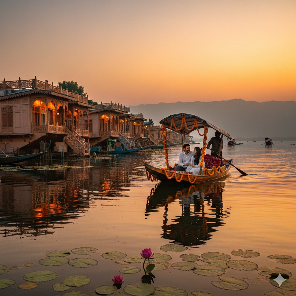 Unforgettable evening in 7-day Kashmir itinerary - Dal Lake sunset