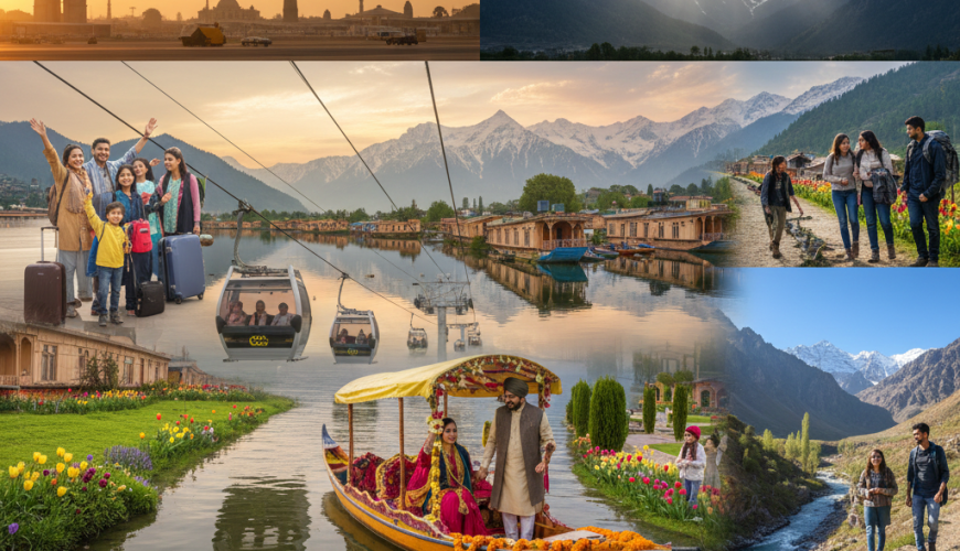 Ultimate Delhi to Srinagar tour package 2026 - Includes flights, houseboat stay, Gulmarg Gondola, Dal Lake Shikara ride, Mughal Gardens & Pahalgam trekking - All-inclusive Kashmir holiday from Delhi