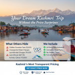 Kashmir tour package price comparison infographic - transparent pricing vs hidden costs with Nature Connect Travels
