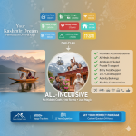 Ultimate Kashmir trip package collage - showing 7 package options, inclusions checklist, family experiences, and booking CTA | Nature Connect Travels 2026