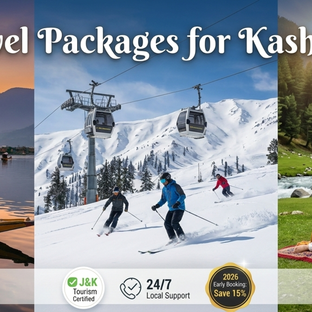 Best Travel Packages for Kashmir 2026 | Top Rated Deals | Nature Connect 8 Best travel packages for Kashmir 2026 featuring Dal Lake shikara, Gulmarg Gondola, and Pahalgam meadows