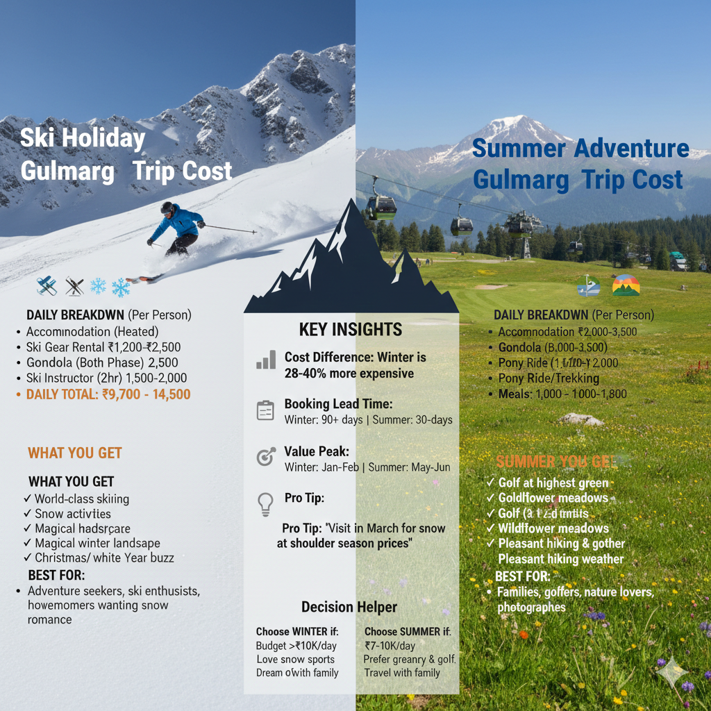 GULMARG ADVENTURE COST COMPARISON SKI HOLIDAY VS SUMMER ESCAPE