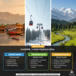 Kashmir 5 days package comparison 2026 showing budget saver ₹12-16K, standard value ₹18-24K with most popular badge, and premium couple ₹45-55K with Dal Lake, Gulmarg Gondola, and Pahalgam valley
