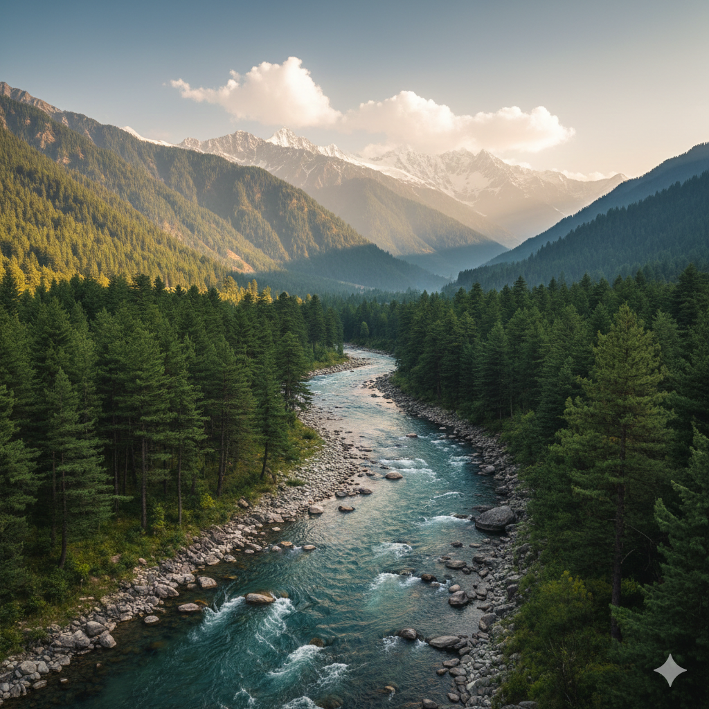 Ultimate Pahalgam Tour Packages 2026 | Prices & Itineraries 8 Pahalgam tour packages 2026 featuring Lidder River valley with snow-capped mountains and lush green meadows