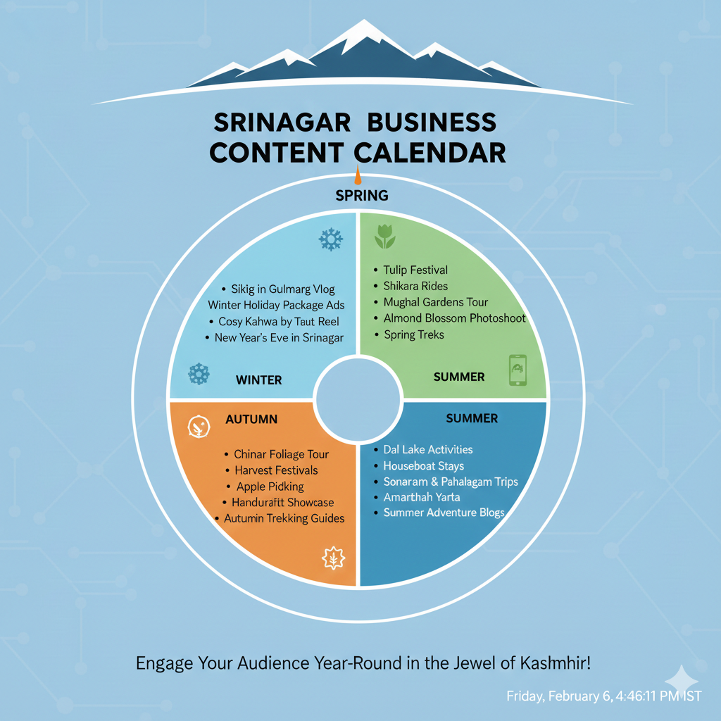 Seasonal content planning wheel demonstrating the best digital marketing in Srinagar through quarterly festival strategies