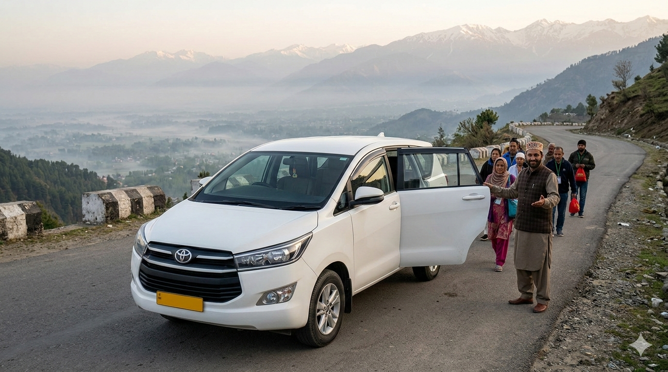 Amarnath Yatra Car Booking 2026: Safe & Reliable | Nature Connect 9 Amarnath Yatra car booking 2026 - reliable SUV with professional driver on mountain road ready for pilgrimage journey