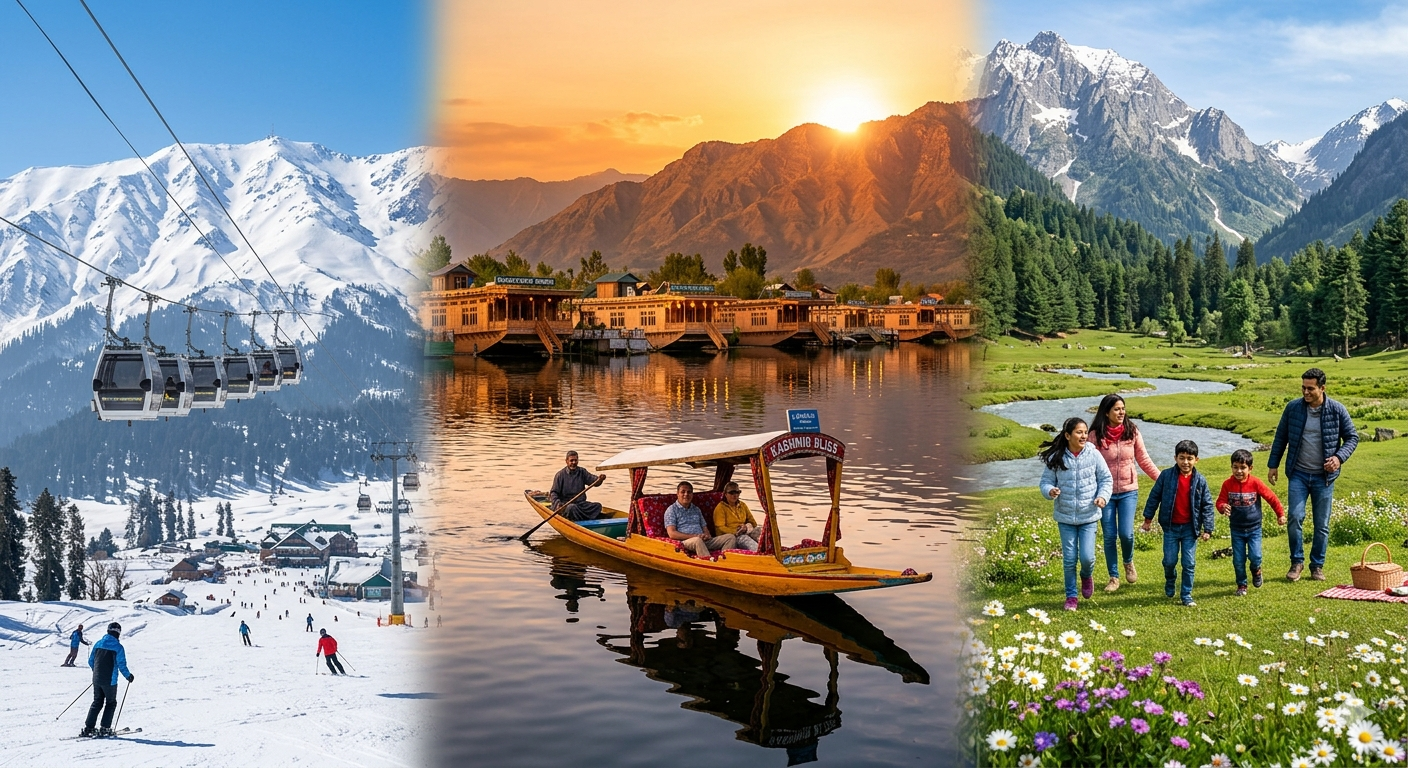 Best Kashmir Trip Itinerary 2026: 5-7 Day Perfect Plans | Nature Connect Travels 7 Best Kashmir trip itinerary 2026 featuring Dal Lake shikara, Gulmarg Gondola, and Pahalgam meadows