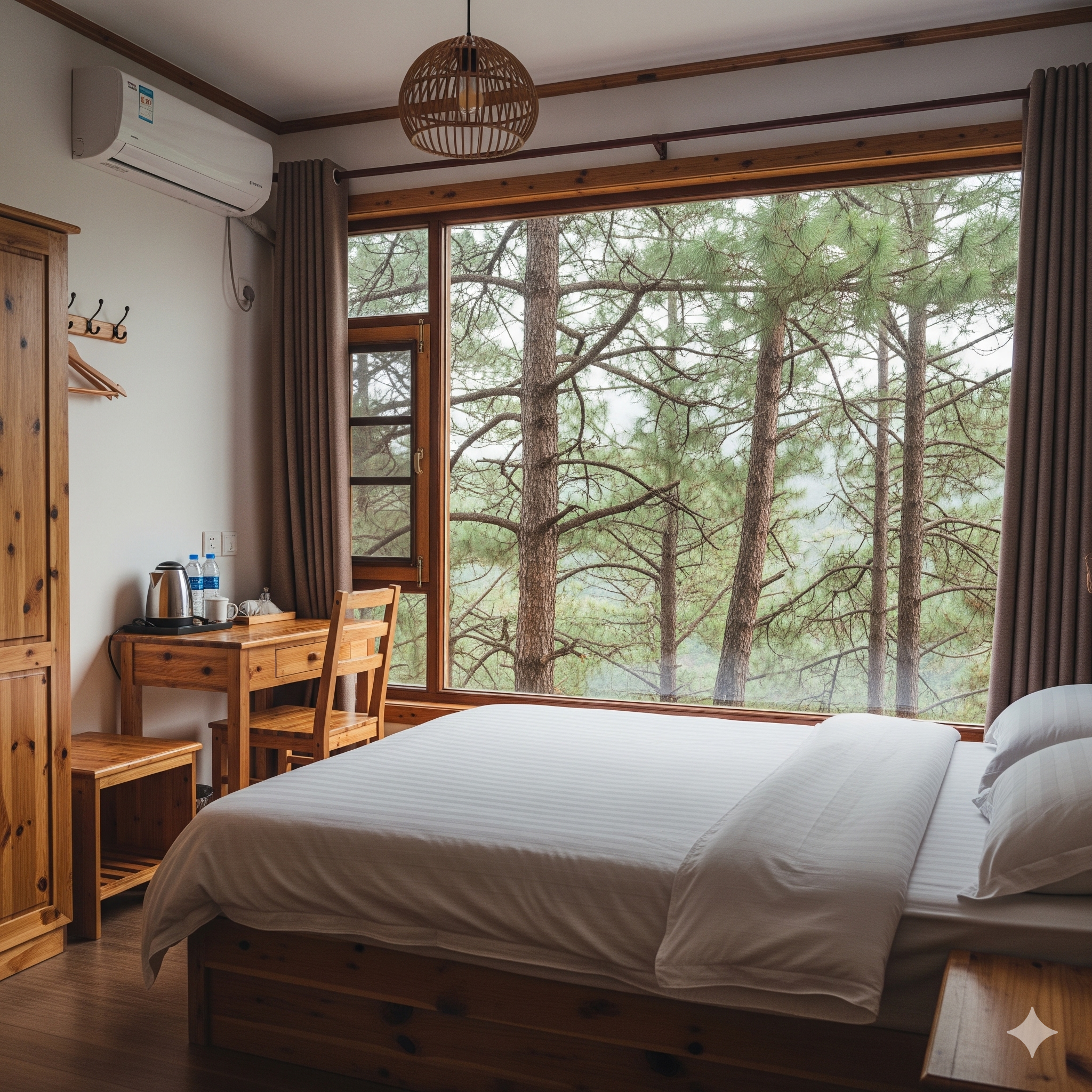 Cheap hotel booking in Kashmir 2026 - cozy budget guestroom with mountain views