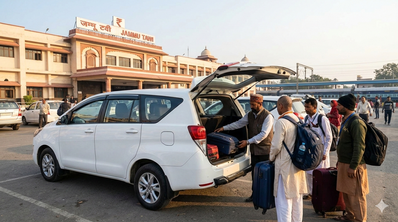 Jammu to Baltal Taxi Fare 2026: Rates & Booking | Amarnath Yatra 7 Jammu to Baltal taxi fare 2026 - SUV at Jammu Railway Station ready for Amarnath Yatra pilgrims