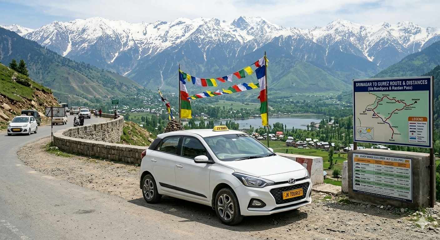 Car on rent in Srinagar 2026 - Hyundai i20 self drive car on Kashmir mountain road