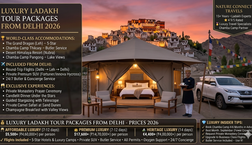 Luxury Ladakh Tour Packages from Delhi 2026 | 7 Days @ 45,000