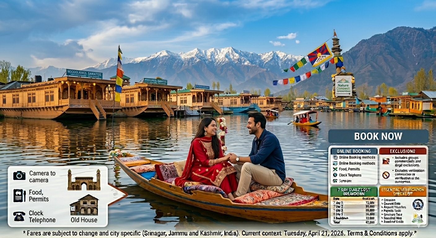 4 nights 5 days kashmir honeymoon package with flight - couple enjoying shikara ride on Dal Lake at sunset