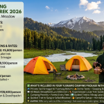 Image Concept: Dome Tents by Doodh Ganga River with Pine Forest Backdrop Visual Description: A breathtaking, wide angle photograph taken in Yusmarg meadow during late afternoon golden hour (around 5:00 PM to 5:30 PM) in September – the best month for camping. The sky is a brilliant gradient from soft golden near the horizon to deep blue above, with a few scattered white clouds. The light is warm and inviting. In the foreground, three dome tents are set up on lush green grass. The tents are bright orange and yellow, standing out beautifully against the green meadow. A small campfire pit with a ring of stones is visible between the tents. A camping chair sits next to the campfire, inviting the viewer to sit and stay a while. A young Kashmiri camp guide in his late 20s is standing near the tents, wearing a warm fleece jacket (dark green) and a traditional Kashmiri woolen cap. He is holding a copper kettle (samovar) of kahwa (traditional Kashmiri green tea) in one hand and a small cup in the other, offering warm tea to guests. He has a friendly, welcoming smile. Behind the tents, the Doodh Ganga river flows gently through the meadow. The water is milky white from glacial sediment, living up to its name which means "Milk River." The river is about 10 to 15 feet wide at this point, with small ripples and gentle sounds. Beyond the river, a dense pine forest covers the lower slopes of the mountains. The trees are tall and dark green, with sunlight filtering through the branches. Above the forest, the snow-capped peaks of the Pir Panjal range rise against the sky. The highest peak visible has a dusting of fresh snow. The overall mood is peaceful, welcoming, warm, and adventurous – targeting campers and trekkers seeking a yusmarg camping package with trek that offers relaxation, nature, and authentic Kashmiri hospitality. Overlay Infographic Elements (Superimposed on Image) A clean, semi-transparent overlay panel on the left side and bottom contains the following Yusmarg camping package information. Left Panel (Vertical - Semi-transparent dark overlay with forest green and saffron accents, matching the pine forest and meadow colors): text ━━━━━━━━━━━━━━━━━━━━━━━━━━━━━━━━━━━━━━━━━━━━━━━ YUSMARG CAMPING PACKAGE WITH TREK 2026 Kashmir's Most Peaceful Meadow ━━━━━━━━━━━━━━━━━━━━━━━━━━━━━━━━━━━━━━━━━━━━━━━ 🏔️ YUSMARG CAMPING FACTS: • Altitude: 7,874 feet (2,400 m) • Doodh Ganga (Milk River) view • Pine forest camping • Pir Panjal mountain views • Best season: May-October ⛺ CAMPING PACKAGE OPTIONS & RATES: 🏕️ WEEKEND GETAWAY (2D/1N): ₹5,500/person • Yusmarg camping + Nilnag Lake trek • Best for: Quick escape from Srinagar 🏕️ COMPLETE TREK (3D/2N): ₹9,500/person • Nilnag Lake + Sang-e-Safed trek • Most popular! ⭐ 🏕️ EXTENDED (4D/3N): ₹12,500/person • Yusmarg + Nilnag + Sang-e-Safed + Doodhpathri • Best for: Slow travelers 🏕️ SILENT MEADOWS (8D/7N): ₹28,500/person • Multi-day trek to Tosa Maidan & Doodhpathri • Ultimate trekking experience Bottom Panel (Horizontal - Semi-transparent dark overlay with forest green and saffron accent lines): text ━━━━━━━━━━━━━━━━━━━━━━━━━━━━━━━━━━━━━━━━━━━━━━━━━━━━━━━━━━━━━━━━━━━━━━━━━━━━━━━━━━━━━━━━━━━━━━━━━━━━━━ ✓ WHAT'S INCLUDED IN YOUR YUSMARG CAMPING PACKAGE WITH TREK ━━━━━━━━━━━━━━━━━━━━━━━━━━━━━━━━━━━━━━━━━━━━━━━━━━━━━━━━━━━━━━━━━━━━━━━━━━━━━━━━━━━━━━━━━━━━━━━━━━━━━━ 🚙 Private Taxi Srinagar to Yusmarg Return | ⛺ Dome Tents + Sleeping Bags + Mats 🍳 All Meals (Breakfast/Lunch/Dinner) | 🥾 Experienced Local Trek Guide 🌲 Camping Permits + Forest Entry Fees | 🏞️ Guided Trek to Nilnag Lake (4-5 km) 🏔️ Guided Trek to Sang-e-Safed Meadow | 🔥 Campfire Setup + Hot Kahwa ━━━━━━━━━━━━━━━━━━━━━━━━━━━━━━━━━━━━━━━━━━━━━━━━━━━━━━━━━━━━━━━━━━━━━━━━━━━━━━━━━━━━━━━━━━━━━━━━━━━━━━ 💡 CAMPING TIPS: Carry cash (no ATMs in Yusmarg) • Pack warm layers (cold nights) • Bring power bank ━━━━━━━━━━━━━━━━━━━━━━━━━━━━━━━━━━━━━━━━━━━━━━━━━━━━━━━━━━━━━━━━━━━━━━━━━━━━━━━━━━━━━━━━━━━━━━━━━━━━━━ Top Right Corner - Brand Badge: A small, elegant badge with brand identity: text ┌─────────────────────────┐ │ NATURE CONNECT TRAVELS │ │ 15+ Years in Kashmir │ │ ⭐ 4.9/5 Rated │ │ ⛺ Camping Specialist │ │ Offbeat Kashmir Expert │ └─────────────────────────┘ Bottom Right Corner - Quick Camping Tips Badge: text ┌─────────────────────────────────┐ │ 📌 YUSMARG CAMPING TIPS │ ├─────────────────────────────────┤ │ ✓ Best Months: May-October │ │ ✓ September is best for photos │ │ ✓ Carry cash (no ATMs in area) │ │ ✓ BSNL postpaid works best │ │ ✓ Pack raincoat for July-Aug │ │ ✓ Warm layers for cold nights │ │ ✓ Bring power bank (no elec) │ │ ✓ Campfire allowed (ask guide) │ │ ✓ Pony hire: ₹800-1500 │ └─────────────────────────────────┘ Image Specifications Table Element Details Image Type Hero Feature Image with Integrated Infographic Overlay Style Peaceful, welcoming, warm, aspirational camping photography with clean infographic elements Color Palette Golden sunset light, lush green grass, bright orange/yellow tents, milky white river, dark green pine forest, snow-capped peaks, forest green and saffron accent lines Font Style Clean, bold sans-serif for headings (Montserrat Bold), easy-to-read sans-serif for body text (Open Sans) Overlay Opacity 85% opaque dark panels with white text and forest green/saffron accent lines Accent Colors Saffron (Kashmiri identity) and Forest Green (pine forest/meadow) Tent Placement Foreground, center-left and center-right, bright colors to stand out Camp Guide Placement Standing between tents, holding copper samovar with kahwa, offering tea Campfire Setup Between tents, stone ring, visible but not dominating Doodh Ganga River Middle ground, flowing behind tents, milky white color visible Background Pine forest slopes, snow-capped Pir Panjal peaks, golden sunset sky Image Description for Creator/Photographer Scene: A high quality, professionally shot photograph taken in Yusmarg main meadow during golden hour (late afternoon, around 5:00 PM to 5:30 PM) in September. The meadow should be lush and green. The light should be warm and soft, casting long shadows. Camp Guide (Man): Kashmiri male, 25 to 35 years old, experienced and friendly appearance. Wearing: warm fleece jacket (dark green or maroon), traditional Kashmiri woolen cap (karakul or namda style), comfortable trekking pants. Standing between the tents, holding a copper samovar (traditional Kashmiri tea pot) in one hand and a small cup in the other, offering kahwa. Warm, welcoming smile. His body language says "welcome, come sit." Tents: Three dome tents in bright colors (orange and yellow) set up in the foreground. The tents should look well pitched, with the outer flysheets properly secured. One tent slightly open to show the interior. The tents should look inviting and comfortable. Campfire Area: A small fire pit with a ring of stones sits between the tents. A camping chair is placed nearby, inviting the viewer to sit. Some smoke or steam visible but not overwhelming. Doodh Ganga River: Flowing behind the tents, about 10 to 15 feet wide. The water should look milky white (from glacial sediment). Small ripples and gentle movement visible. The river adds a sense of peace and natural beauty. Background: Pine forest on the lower slopes, dark green and dense. Above the forest, snow-capped peaks of the Pir Panjal range. The highest peak visible has fresh snow. The sky is a gradient from golden near the horizon to soft blue above. Camera Angle: Eye level or slightly low angle shot from approximately 30 to 40 feet away, capturing the tents, the guide, the river, and the mountains. The compositon should feel immersive – like the viewer is arriving at the campsite. Lighting: Golden hour light, warm and soft. The tents should glow in the light. The river should have gentle highlights. The snow peaks should catch the golden light. Styling Notes for Authenticity Element Design Touch Camp Guide appearance Friendly, welcoming smile, traditional Kashmiri cap, warm clothing, holding samovar Tents Bright orange/yellow for visibility, well pitched, slightly open to show interior Campfire Stone ring, chair nearby, inviting "sit here" feeling Samovar Traditional Kashmiri copper tea pot, cultural authenticity River Milky white color, natural and authentic Pine forest Dense, dark green, frames the background nicely Snow peaks Visible but not dominating, establishes location No crowds Empty meadow, peaceful feel Alt Text for Image text Yusmarg camping package with trek 2026 - orange and yellow dome tents on green meadow by Doodh Ganga milk river with pine forest and snow-capped Pir Panjal peaks in background, Kashmiri camp guide offering kahwa from copper samovar, weekend getaway 2 days ₹5,500, complete trek 3 days ₹9,500, extended 4 days ₹12,500, silent meadows 8 days ₹28,500 per person File Naming Suggestion text yusmarg-camping-package-with-trek-2026-dome-tents-doodh-ganga-river-guide.jpg Purpose and Placement Element Purpose Yusmarg meadow background Instantly establishes beautiful, peaceful camping destination Bright dome tents Shows camping accommodation quality and comfort Kashmiri guide with samovar Builds trust, shows warm local hospitality and authentic Kashmiri culture Campfire with chair Inviting, shows evening comfort and social experience Doodh Ganga river Unique selling point (milky white river), adds natural beauty Pine forest and snow peaks Establishes Himalayan location, adds drama and beauty Golden hour light Creates aspirational, emotional appeal Camping facts panel Educates about altitude, features, best season Package options panel Shows 2, 3, 4, and 8 day options with per person pricing Included features panel Shows value — private taxi, tents, meals, guide, treks, permits, campfire Camping tips badge Provides actionable advice (carry cash, pack warm, BSNL works, pony hire costs) Brand badge Reinforces authority (15+ years, 4.9 rating, camping specialist) Usage Recommendations Place at top of blog post immediately after H1 for maximum impact Pin as featured image for social media (Instagram, Facebook, Pinterest) Use in Google Business Profile as visual for camping category Include in email newsletters to adventure and camping subscribers Add to WhatsApp Business profile for client engagement Use as og:image for social sharing meta tags Set as featured image in WordPress for automatic search engine snippet enhancement