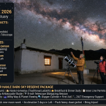 Hanle dark sky reserve package 2026 - Ladakhi Astronomy Ambassador with telescope under Milky Way at Hanle homestay, tourists shooting astrophotography, dark sky reserve, Bortle Class 1 sky, 14764 feet altitude, astro tour 5 days ₹39,900, circuit 7 days ₹49,500, ultimate 8 days ₹62,000, supreme 10 days ₹78,000 per person
