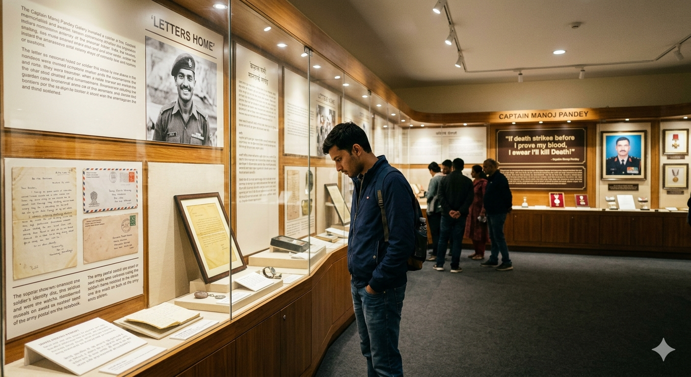 Kargil War Memorial tour from Srinagar - Captain Manoj Pandey Gallery with soldier photographs and personal items