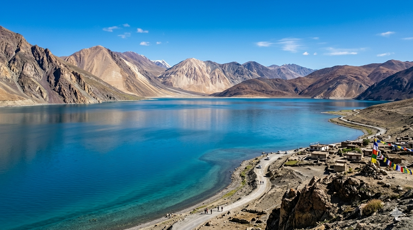 Ladakh trip itinerary 2026 - Pangong Tso lake on classic Leh-Nubra-Pangong circuit