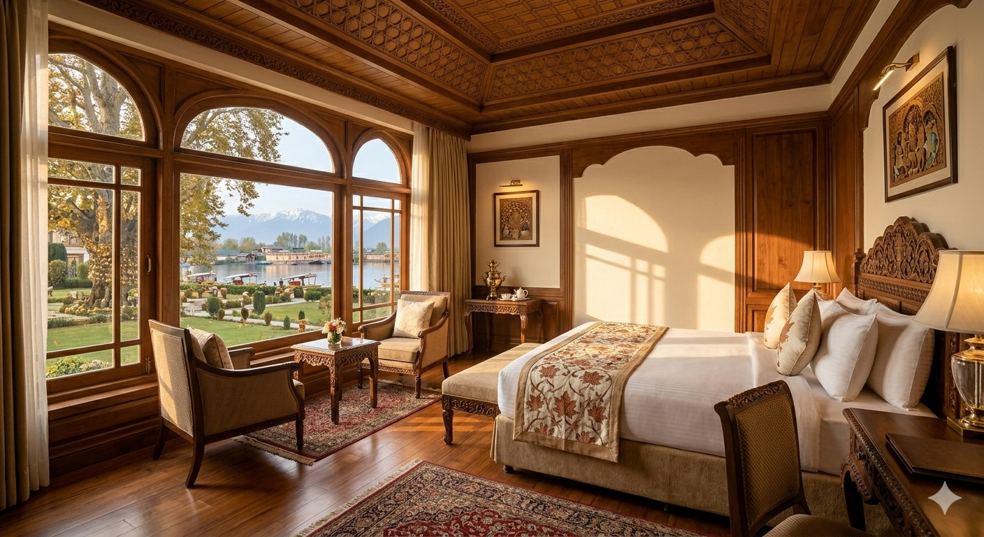  Lalit Srinagar palace hotel package - deluxe king room at the palace with garden view