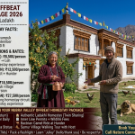Nubra Valley offbeat homestay package 2026 - traditional Ladakhi homestay in Sumur village with woman host in goncha offering butter tea, apricot trees, prayer flags, quick getaway 3 days ₹8,500, complete Nubra 4 days ₹12,500, with Turtuk 5 days ₹18,500, ultimate circuit 7 days ₹27,500 per person