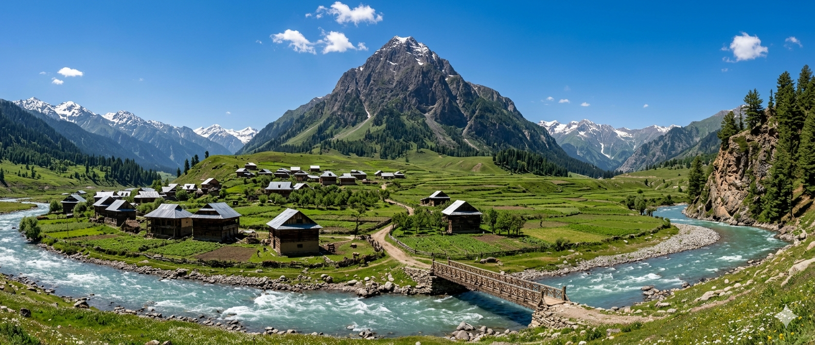 Offbeat Gurez Valley tour packages in Kashmir - Habba Khatoon Peak and Kishanganga River in Gurez Valley